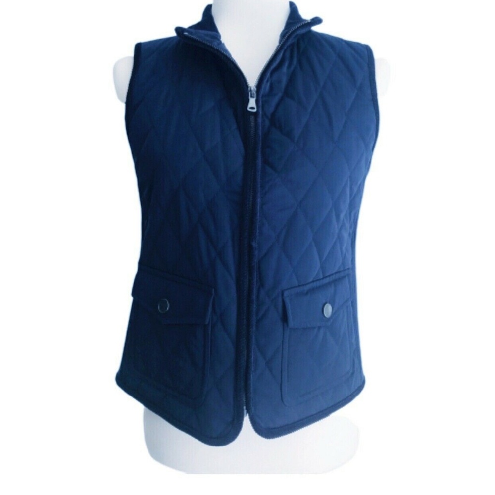 Talbots Small Vest Womens Puff Quilted Lined Navy